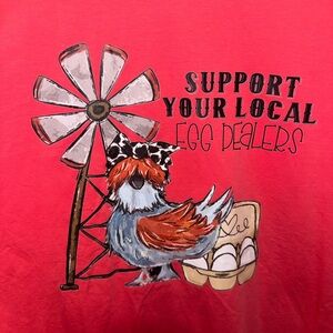 Pink Graphic Tee with Chicken Print